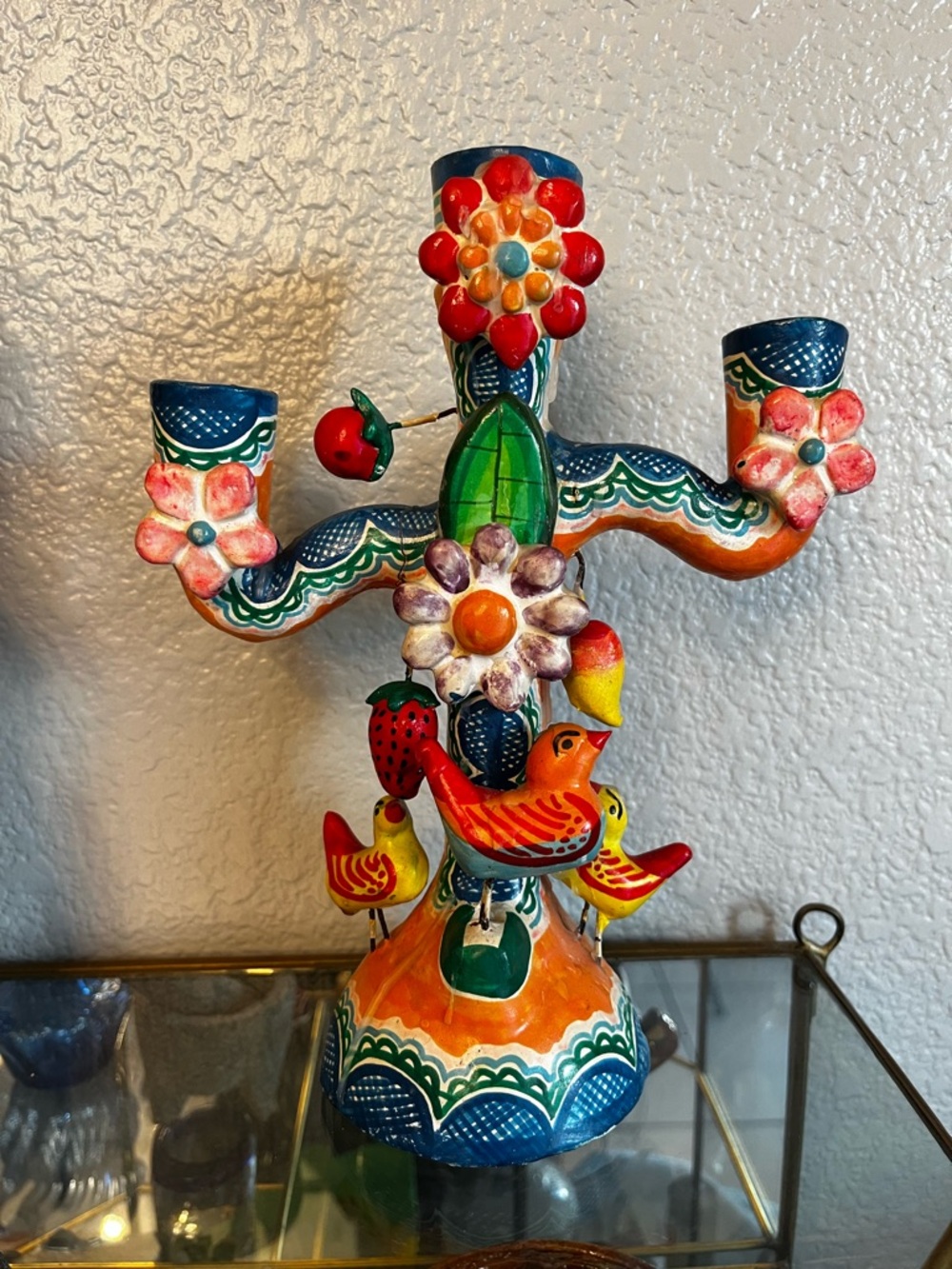 Vintage Mexican tree of life candelabra